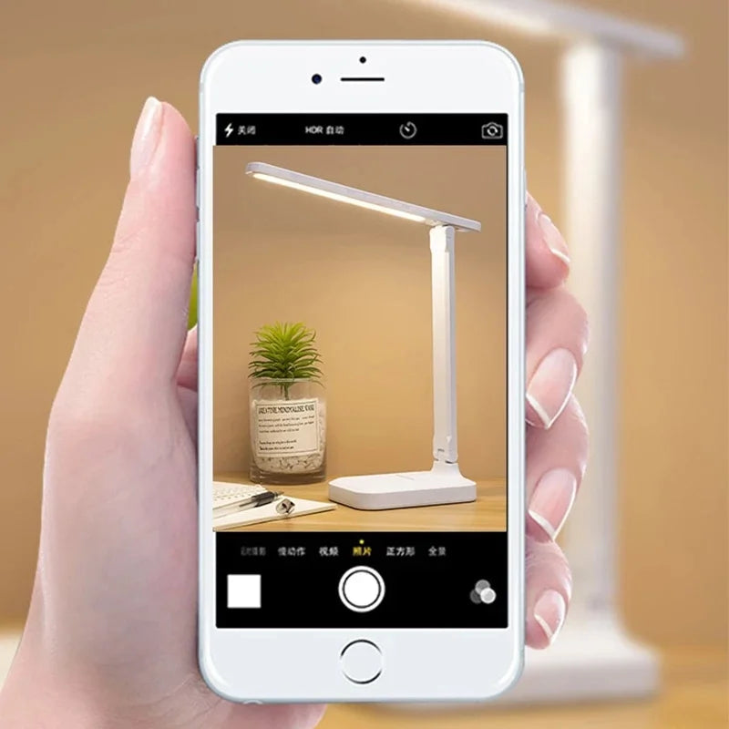 Lampe de Table pliable Led lampe de bureau 3 types réglable en continu tactile chevet lecture Protection des yeux veilleuse USB rechargeable - vue 5 sur 8