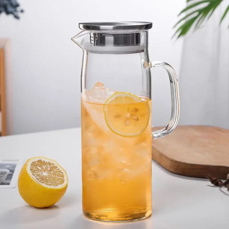 Pichet en verre avec infuseur et couvercle hermetique
