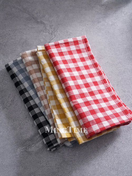 Serviette de table vichy coton style champetre lavable - vue 4 sur 7
