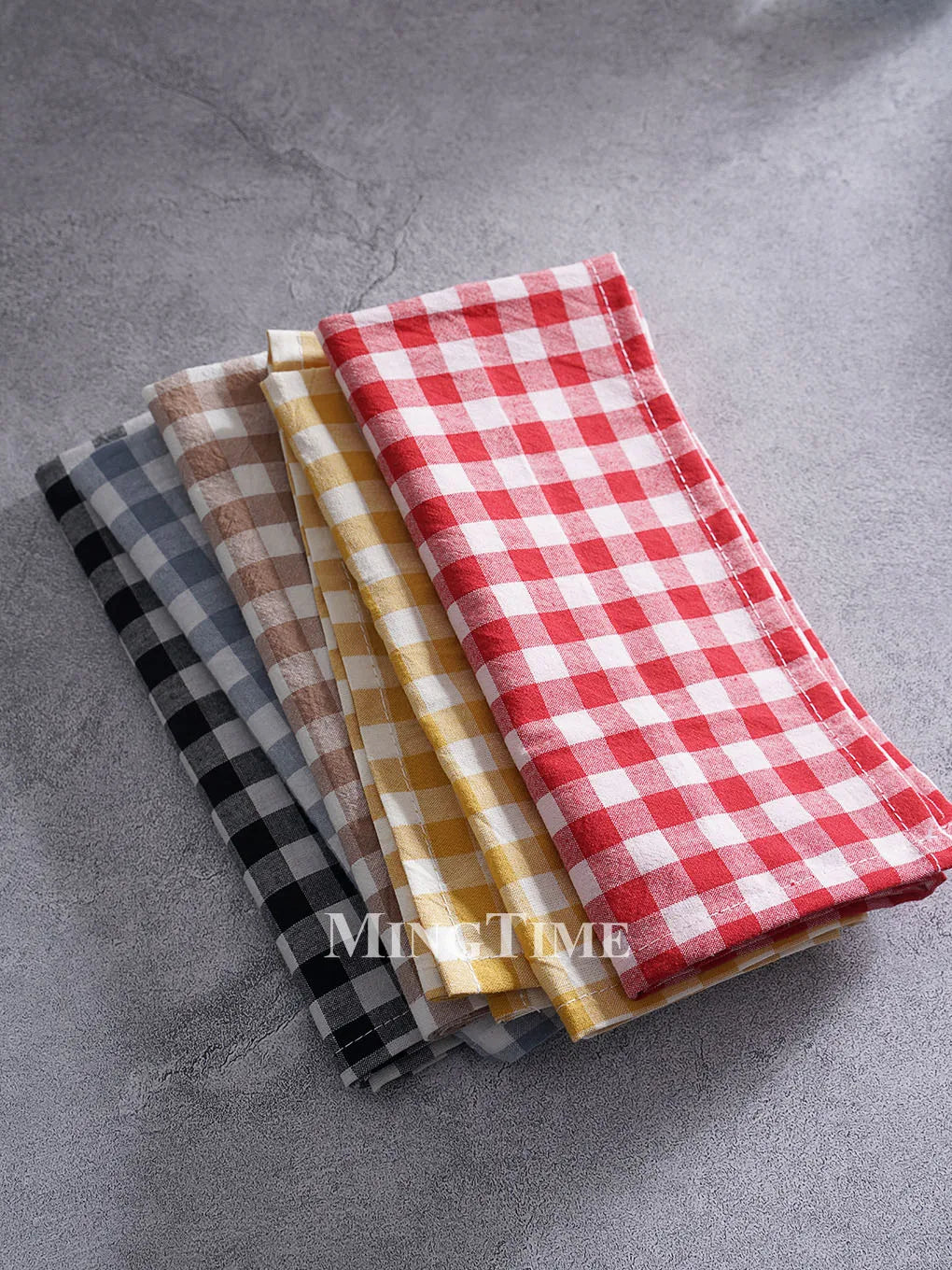 Serviette de table coton motif vichy style campagne - vue 3 sur 7