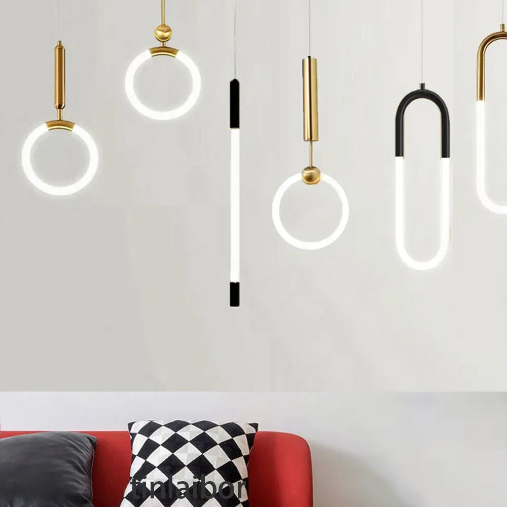 Nordique créatif suspension LED lumière 360 ° lueur chambre chevet Art lustre postmoderne suspension lampe de luxe - vue 2 sur 24