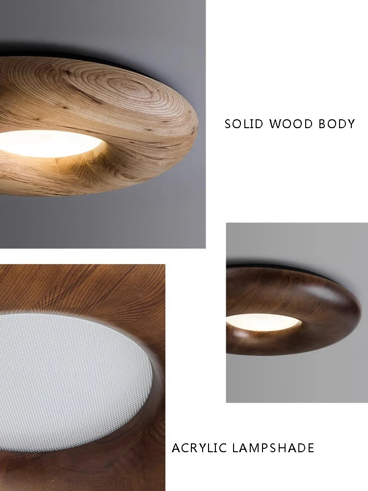 plafonnier led design rétro moderne en bois grand lustre - vue 7 sur 9