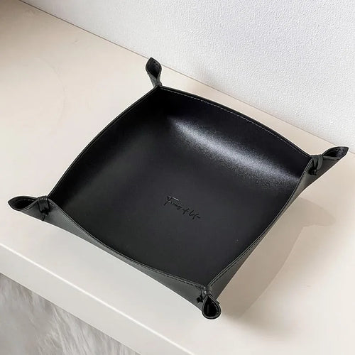 plateau de rangement en cuir pour dés bijoux et clés - vue 8 sur 14
