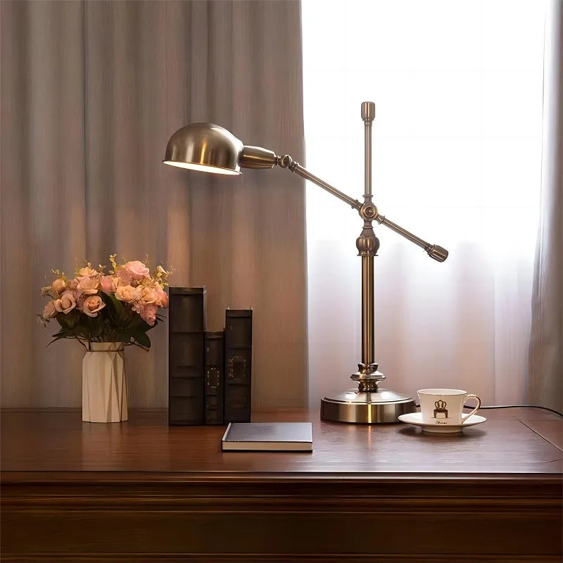 lampe de bureau en bronze style industriel rétro créatif pour travail