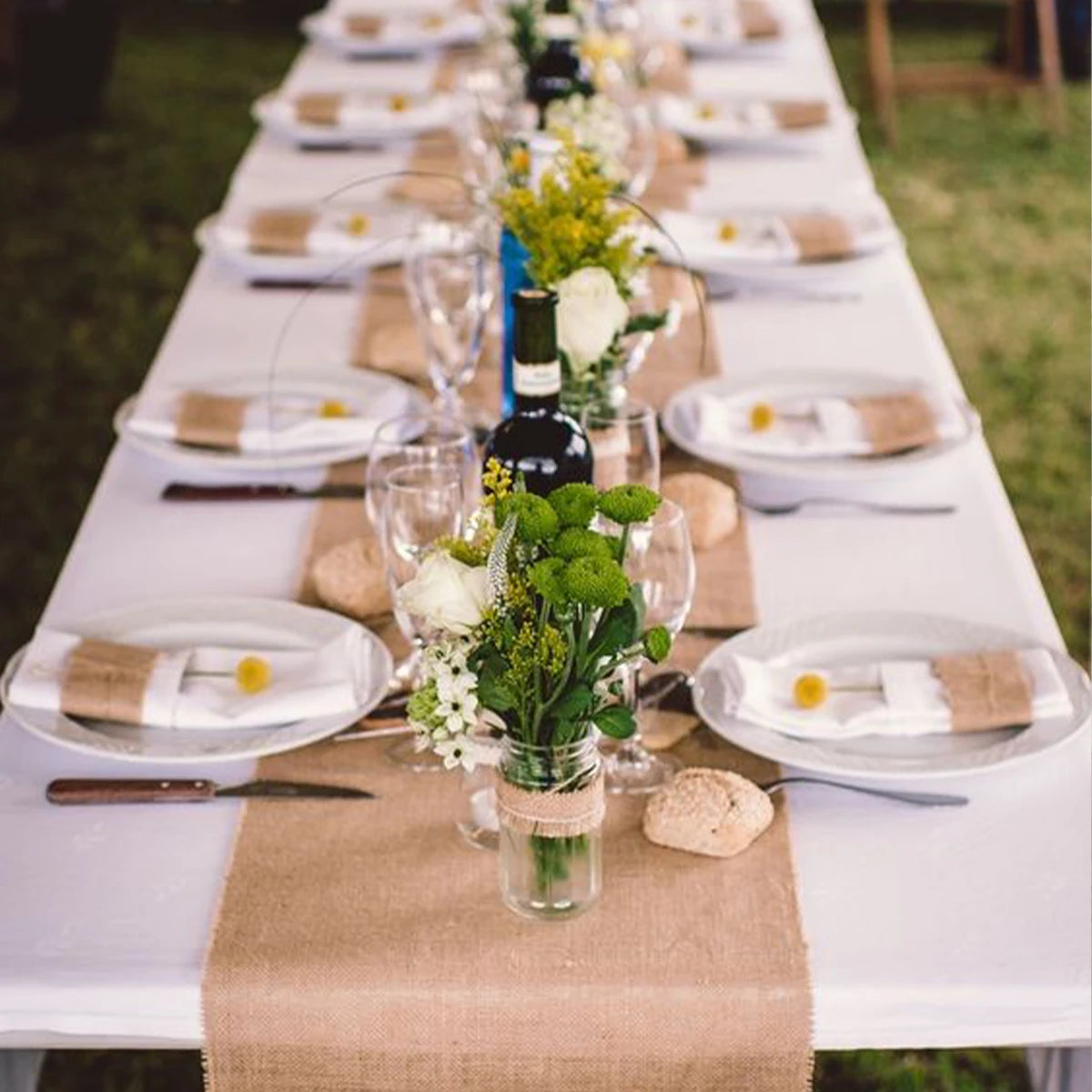 Chemin de table en lin style champetre rustique - vue 4 sur 11