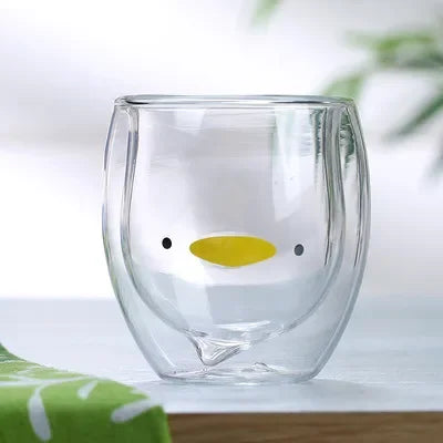 tasse verre double paroi motif animaux 3d mignons