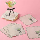 Serviette de table vintage broderie festonnée tissu lavable