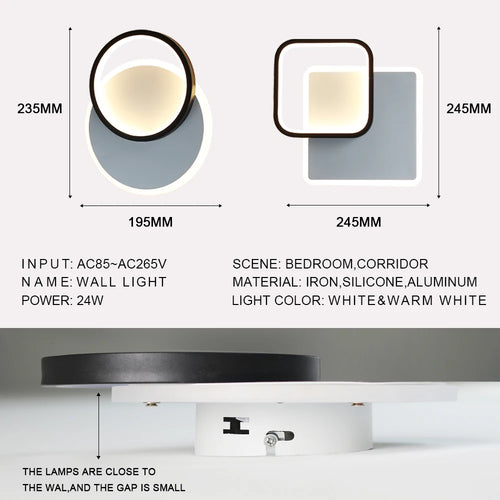 lampe led moderne applique nordique décor intérieur chevet allée salon