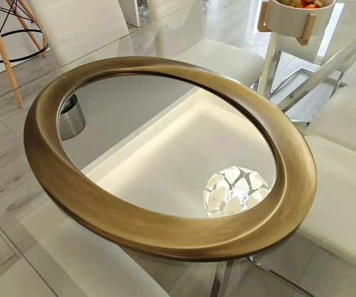 miroir ovale à bord biseauté cadre incurvé style baroque élégant - vue 4 sur 7