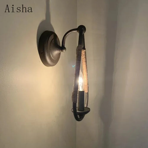 applique murale en corde de chanvre style rétro pour intérieur