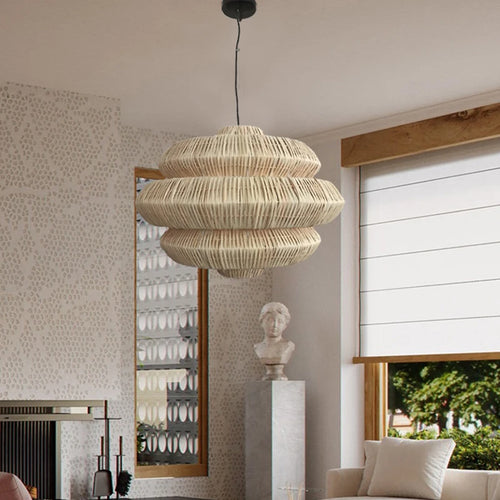 Lampes bohème créatives en rotin