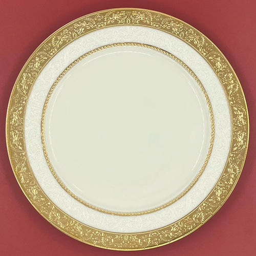 Assiette porcelaine style palais relief steak doré