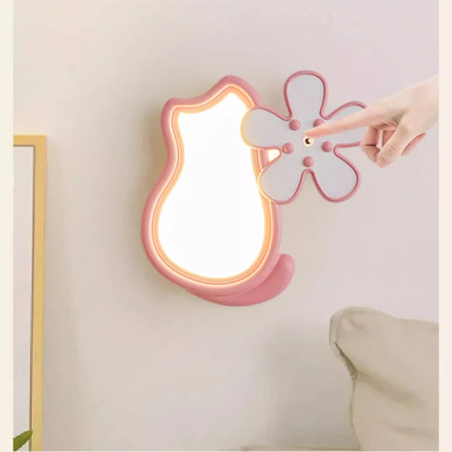 applique murale mignonne avec chat et fleur pour enfant - vue 6 sur 9