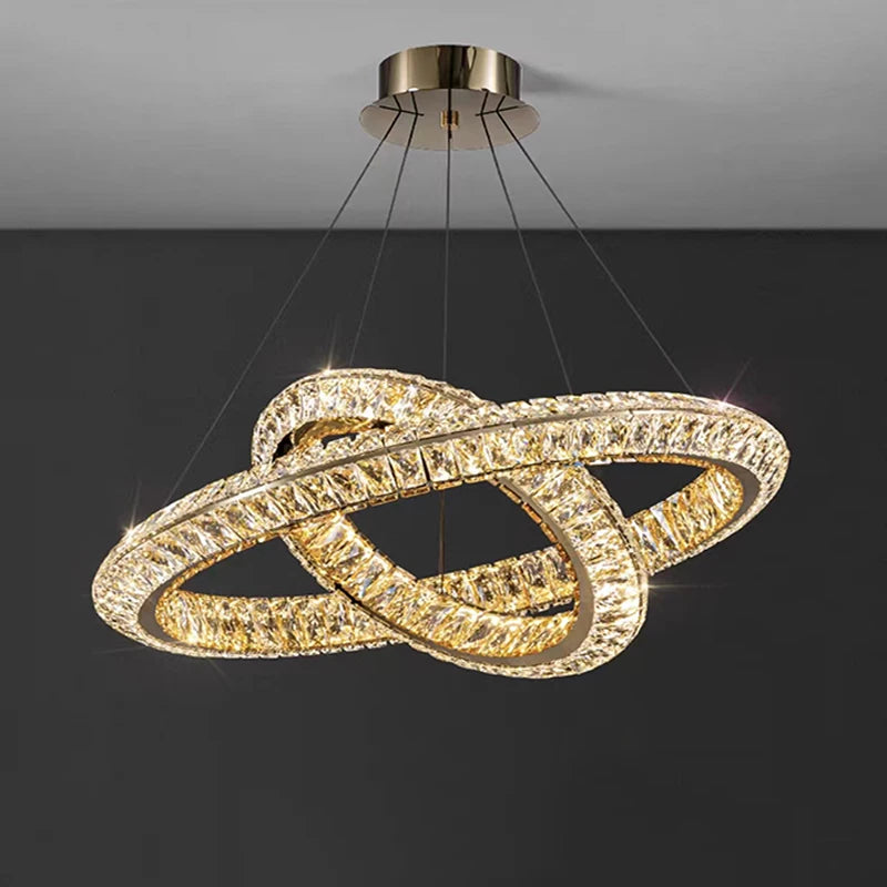 lustre en cristal doré design moderne pour intérieur élégant - vue 3 sur 11