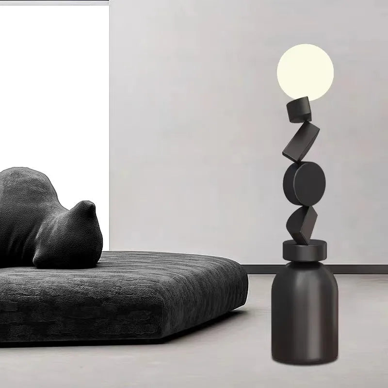 lampadaire design rond en verre pour décoration moderne - vue 3 sur 12