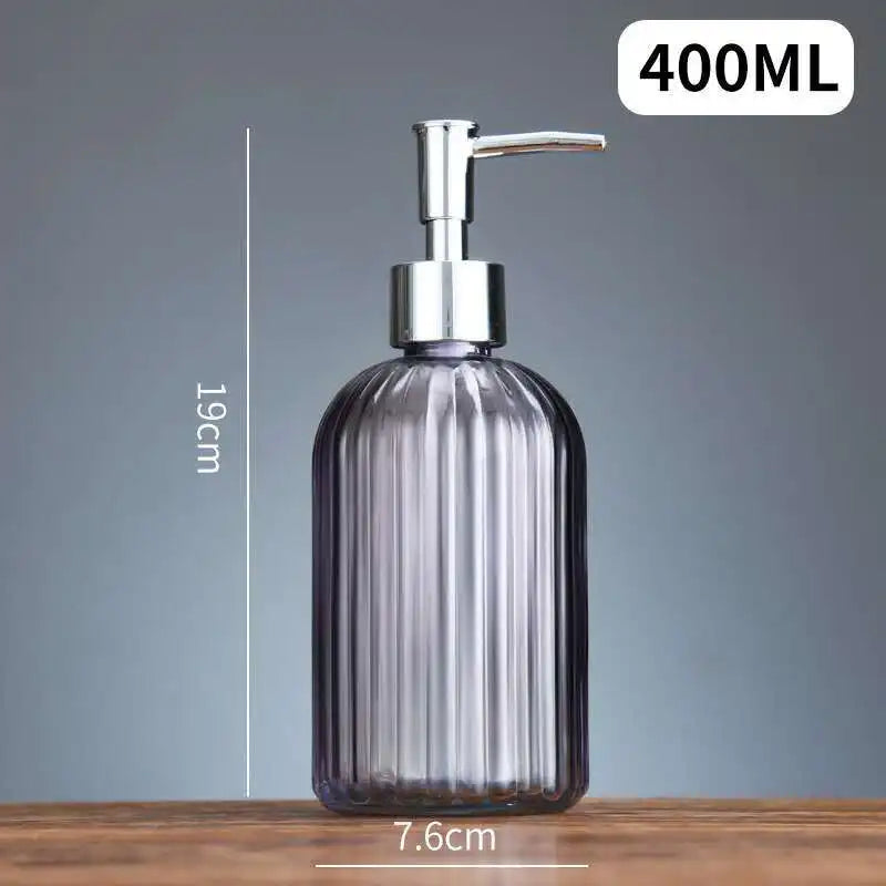 distributeur de savon liquide en verre portable pour salle de bain - vue 14 sur 17