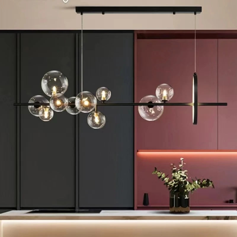 lustre en verre design nordique pour éclairage moderne décoratif - vue 2 sur 16