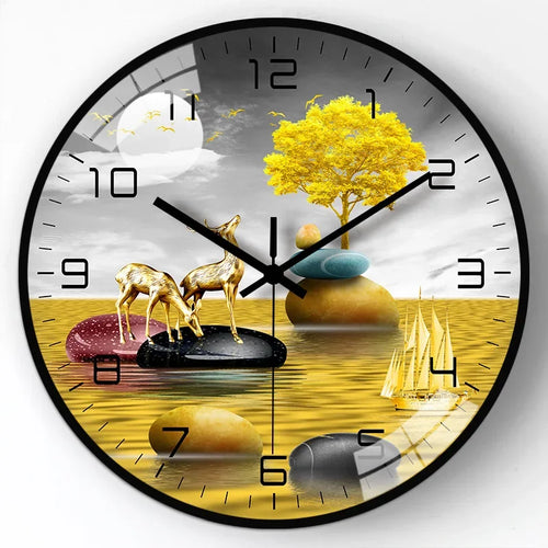 horloge murale en verre design moderne style chinois créatif et muet - vue 9 sur 11