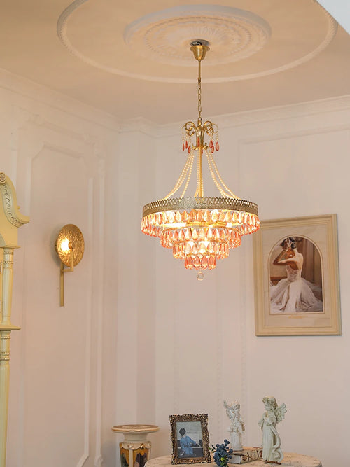 lustre à LED en cristal forme goutte d'eau pour intérieur moderne