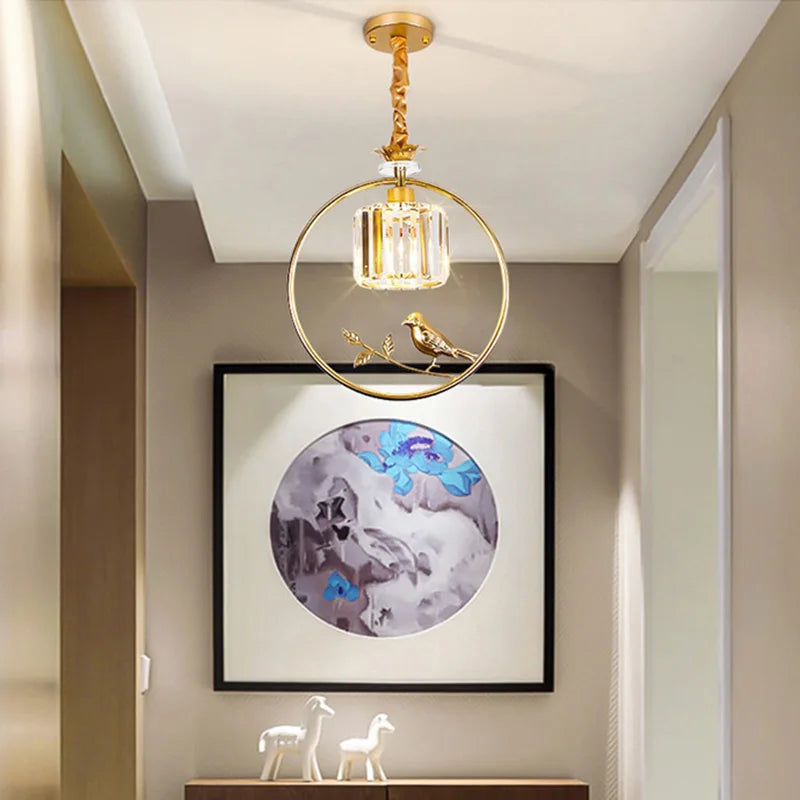 suspension design nordique en forme d'oiseau en cristal décoratif - vue 4 sur 8