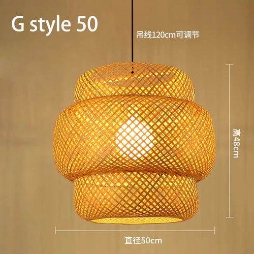 lustre style chinois fait main en bambou tissage pastoral vintage - vue 14 sur 30
