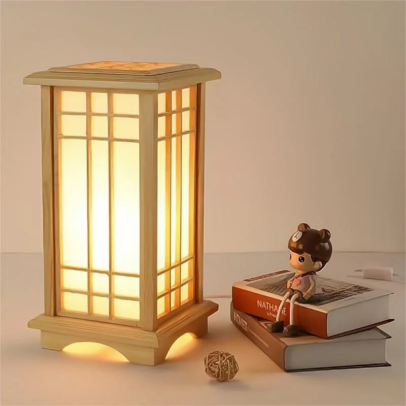 lampadaire japonais en bois massif pour intérieur lumineux - vue 3 sur 9