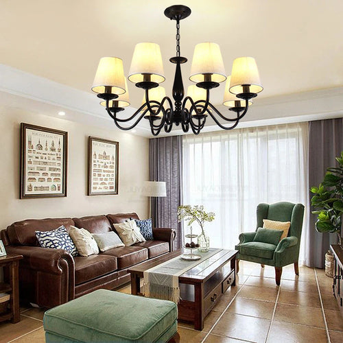 lustre en fer noir avec abat-jour pour intérieur élégant - vue 2 sur 10