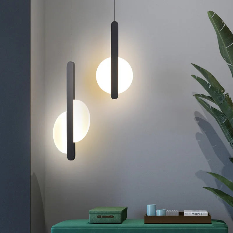 suspension led modernes avec appliques acryliques - vue 3 sur 8