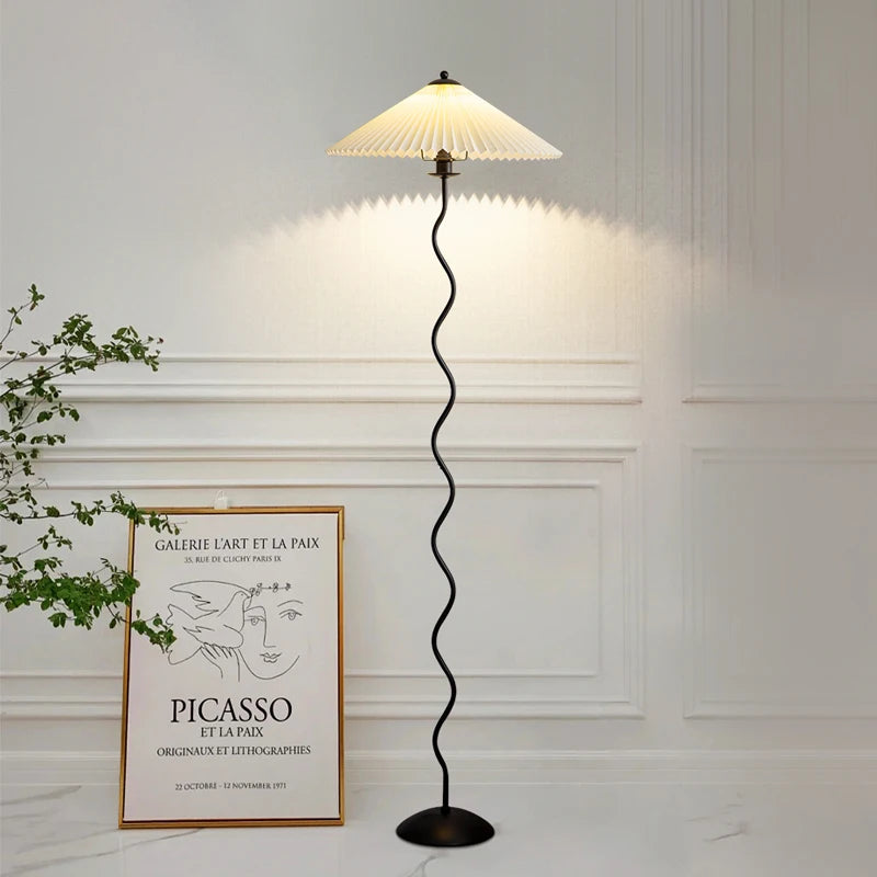 Abat-jour LED en tissu plissé nordique
