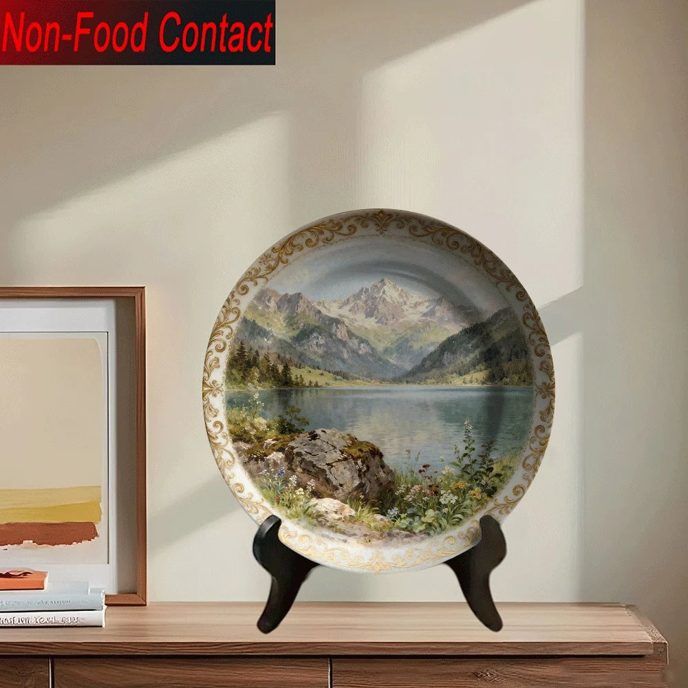 Assiette murale décorative céramique motif paysage élégant