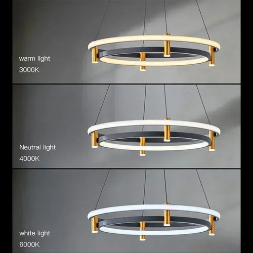 lustre moderne en anneau avec éclairage led décoratif - vue 4 sur 11