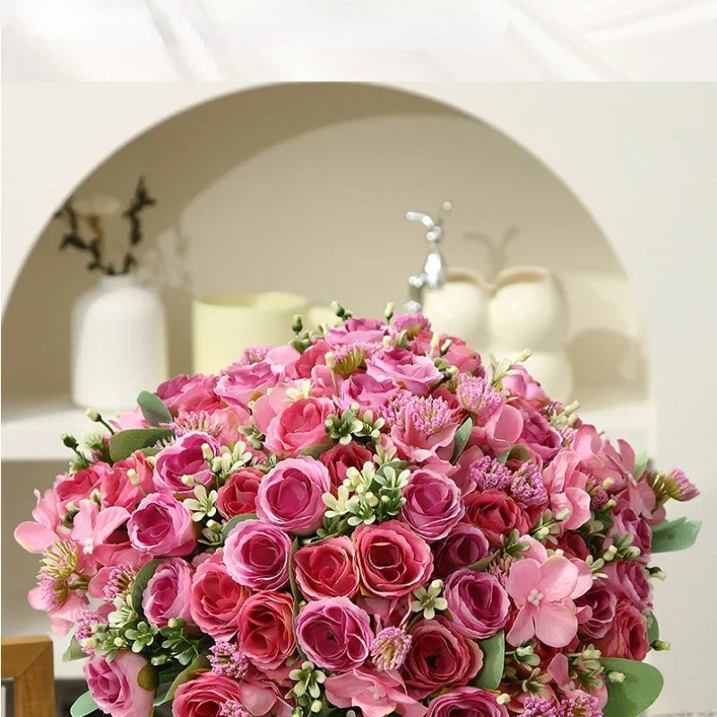 bouquet d'hortensias artificiels en soie pour décoration élégante - vue 10 sur 12