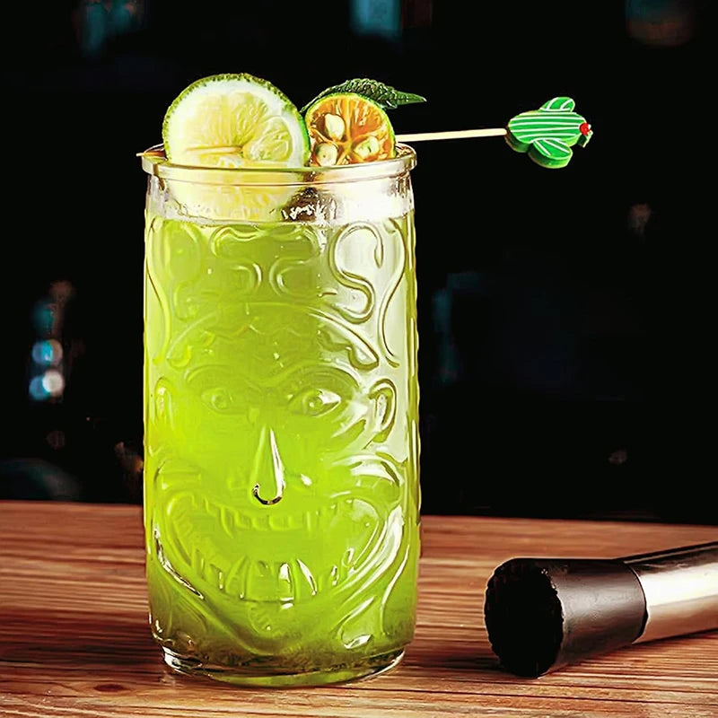 Mug tiki en verre transparent style bar cocktail - vue 4 sur 7