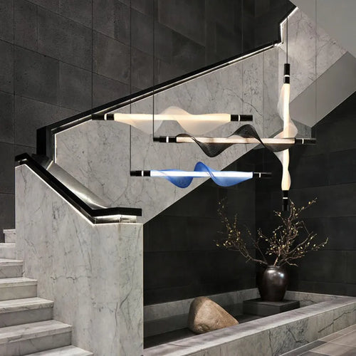 Lustre LED design italien créatif longue bande luminaire - vue 5 sur 18