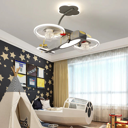lustre avion dessin animé led pour enfants créatif - vue 2 sur 10