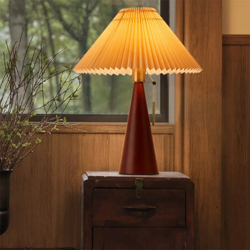 Lampe LED plissée en bois pour bureau - vue 4 sur 8