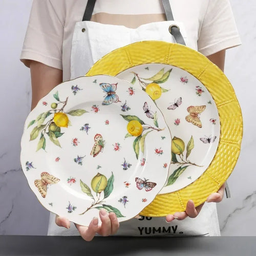 assiette ceramique motif citron style europeen elegant table