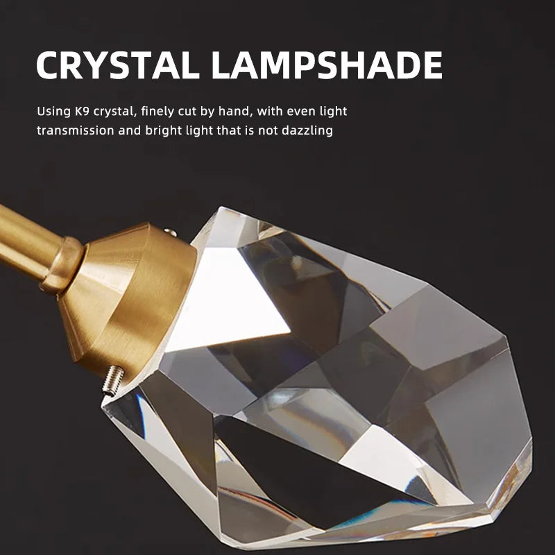 lustre en cuivre et cristal pour une ambiance élégante - vue 6 sur 8