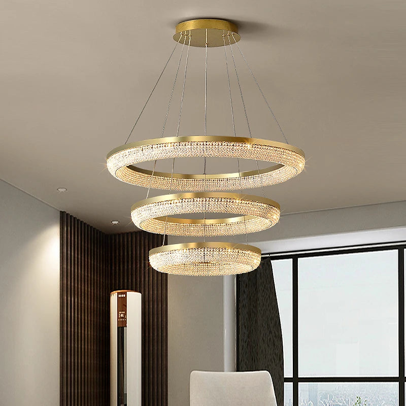 lustre en cristal rond design nordique pour décoration intérieure - vue 5 sur 12