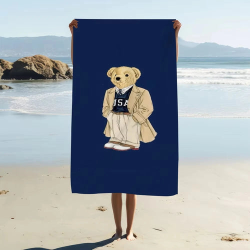 serviette de plage anime ours sechage rapide portable