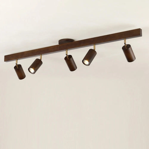 lustre nordique en bois de noyer avec projecteurs pour photos