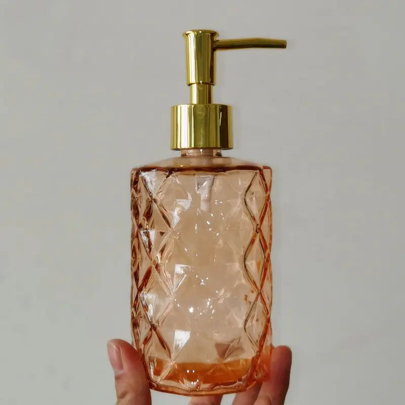 distributeur de savon liquide en verre portable pour salle de bain - vue 12 sur 17