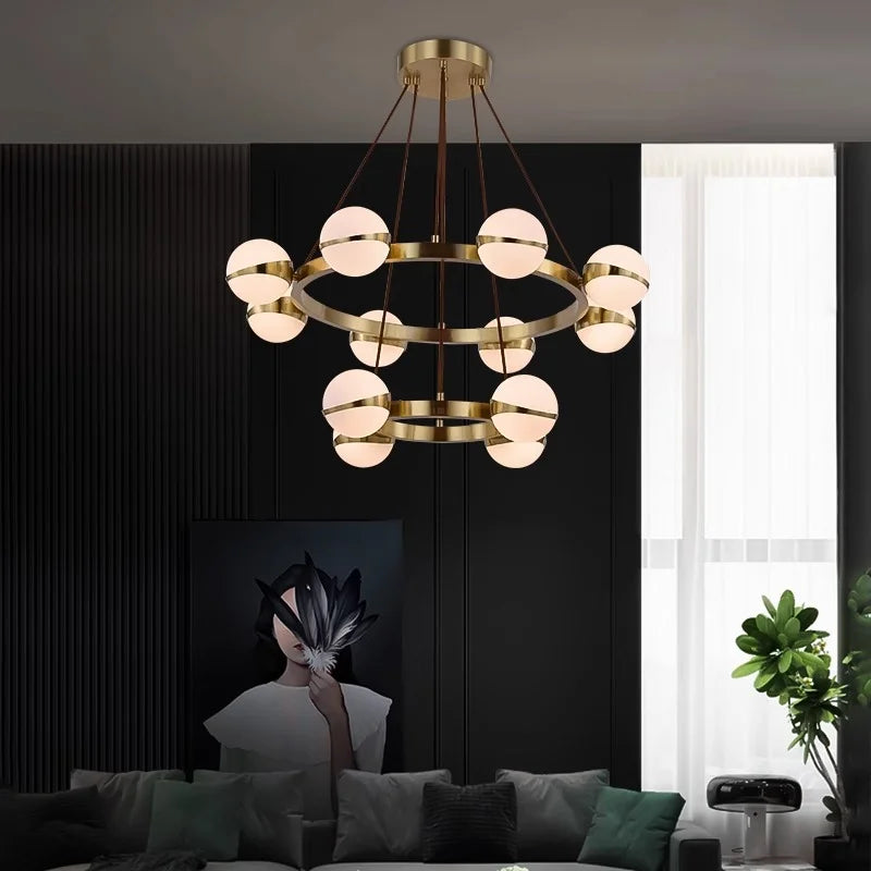 Lustre design rond avec boules LED - vue 3 sur 13