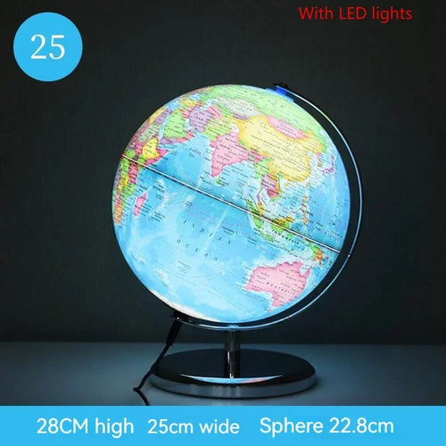 globe terrestre lumineux avec carte du monde éducative - vue 10 sur 10