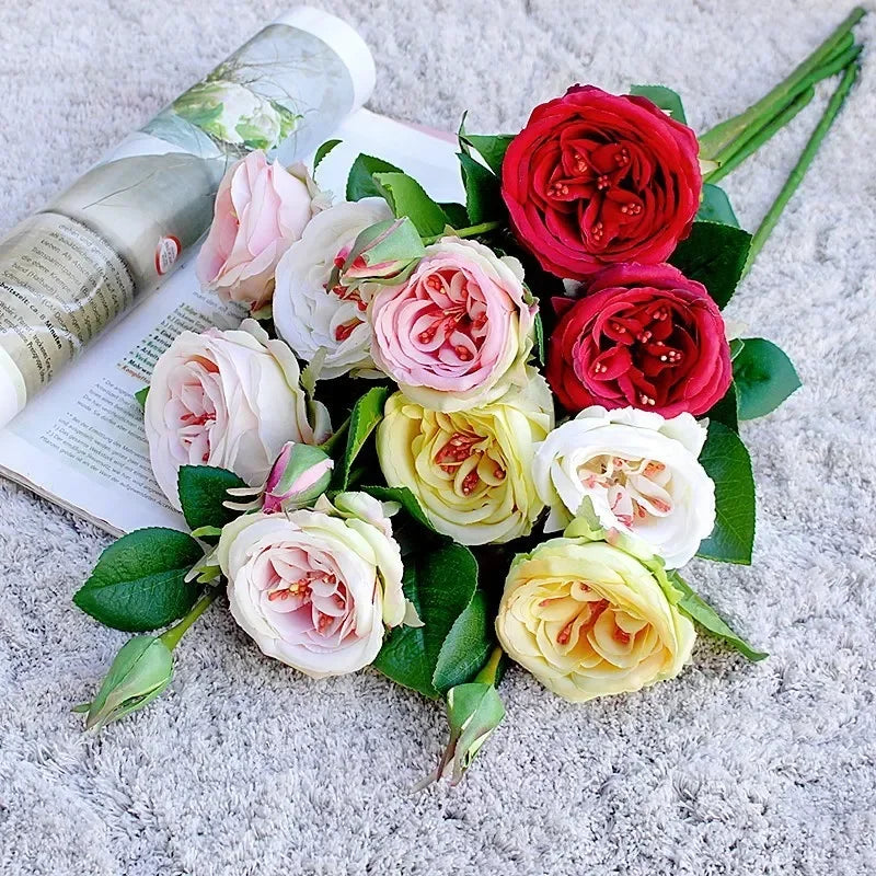 fleurs artificielles roses blanches décoratives pour toutes occasions - vue 3 sur 7