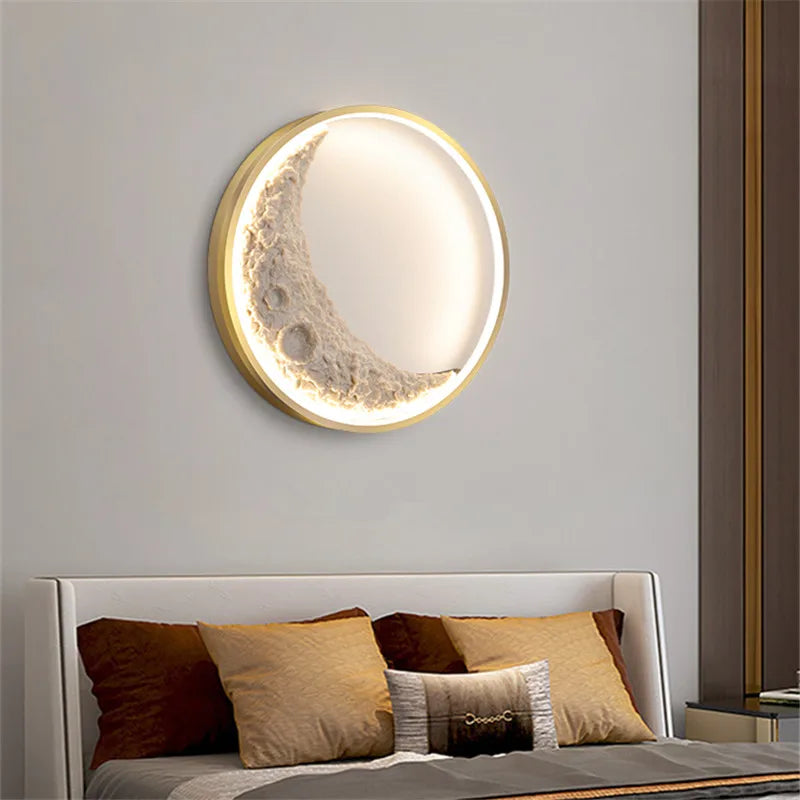 applique murale créative lune à led intensité variable décorative - vue 5 sur 15