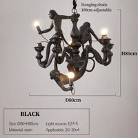 SANDYHA Art nordique singe lustres noir blanc Animal Design lampe à LED pour salon salle à manger centre commercial éclairage suspendu