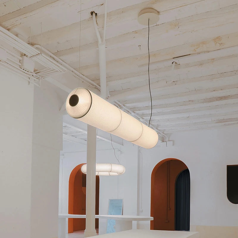 suspension cylindrique en tissu pour décoration intérieure élégante - vue 3 sur 12