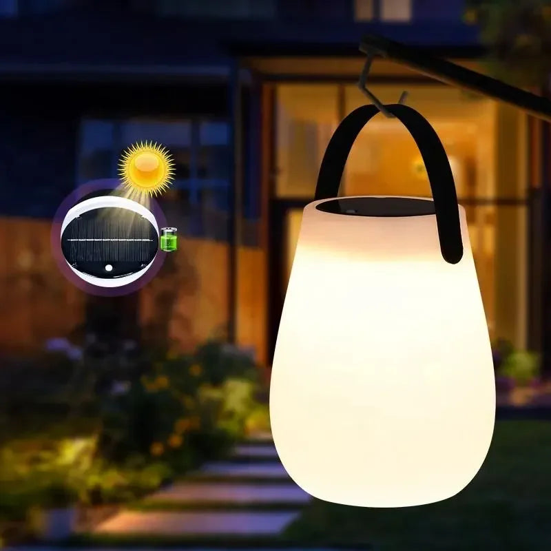 lampe de camping solaire rechargeable avec poignée en silicone - vue 4 sur 9