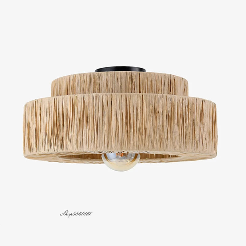 lustre en rotin style japonais fait à la main créatif - vue 3 sur 17